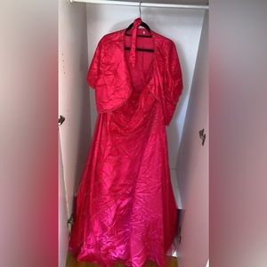 Hot pink prom dress with beading